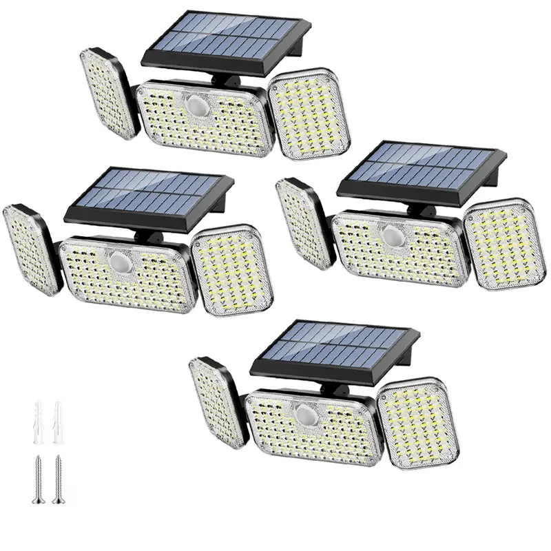 Solar Outdoor Lights 2500 Lm, 3-Head 270° Wide Angle Security Street Light with Motion Sensor, IP44 Waterproof, 3 Modes & Remote Control, 1/2/3/4 Pack for Yard, Patio, Garage, Driveway