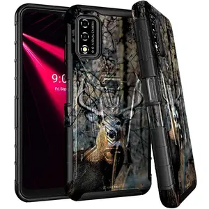 Rome Tech Dual-Layer Holster Case for T-Mobile Revvl V 4G – Rugged 360° Drop Protection, Non-Slip TPU + PC Armor, Foldable Kickstand, Raised Bezel Screen & Camera Protection, 180° Rotating Belt Clip
