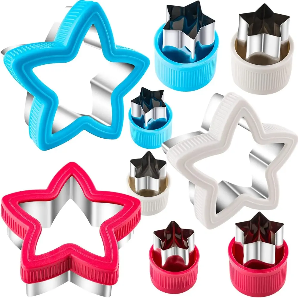 Star Cookie Cutters Set Sandwich Cutters For Kids 9 pieces Five-Pointed Star Cutter Shaped Biscuit Fondant Cake Cheese Cutter Pastry Mold Christmas Gifts (Assorted Sizes)