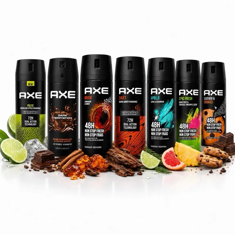AXE Body Spray Variety Pack – 7 Fragrance Collection | Pulse, Dark Temptation, Musk, Amber, Apollo, Epic Fresh & Leather Cookies