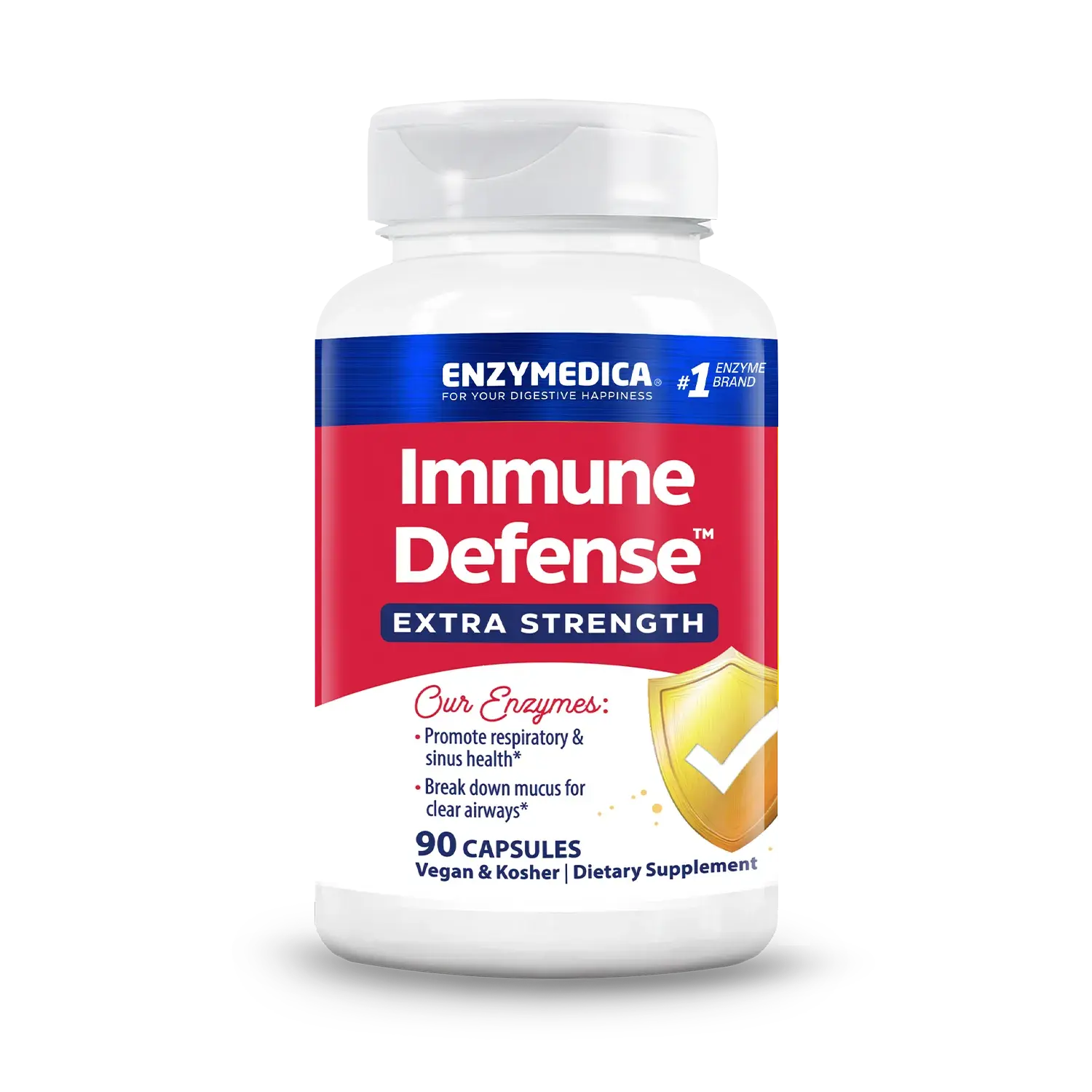 Enzymedica Immune Defense Extra Strength, Proteolytic Enzyme Supplement, Immune & Respiratory Support, 90 Capsules