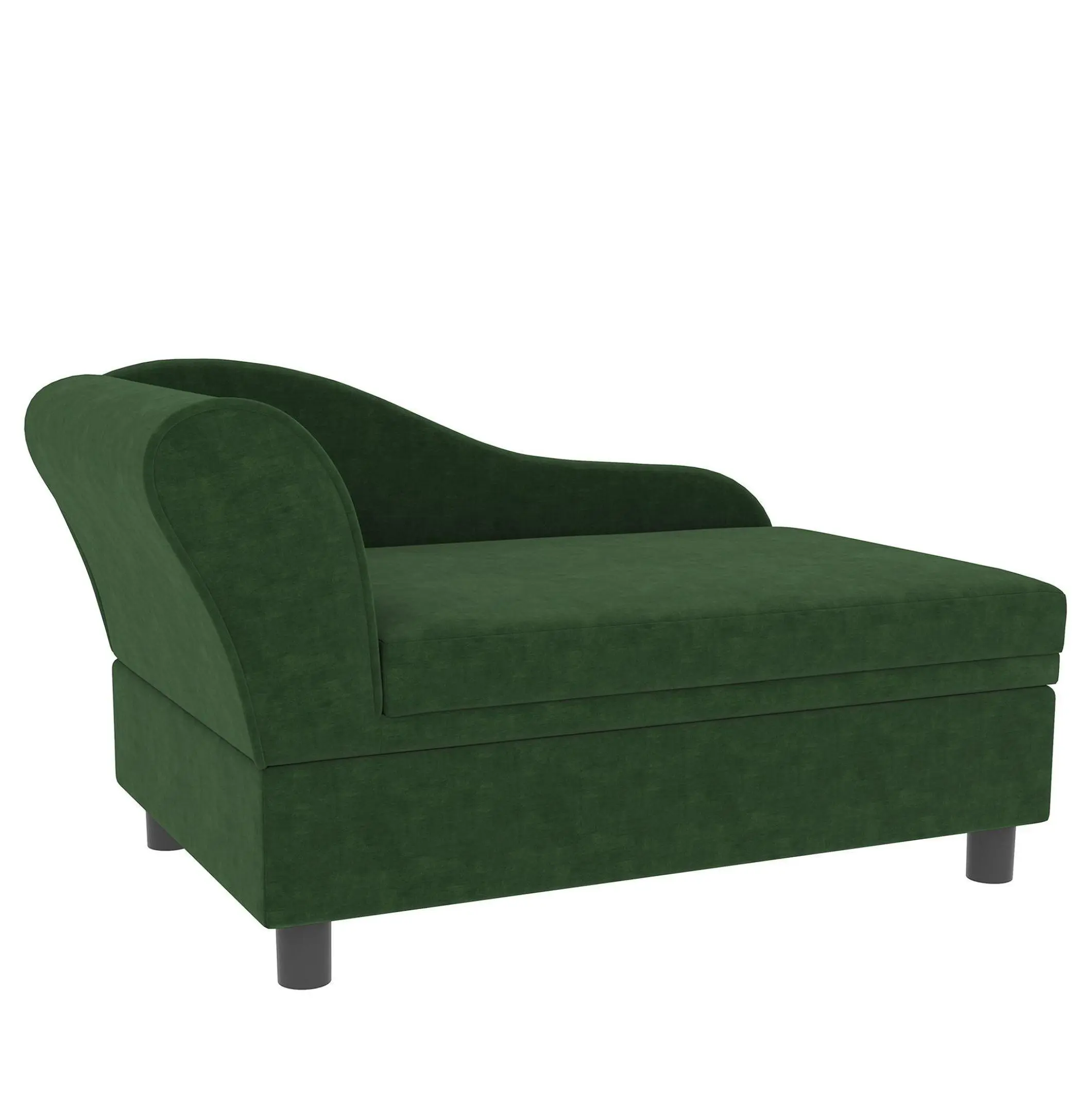 Pet Sofa Bed for Small Dogs & Cats - Green Couch with Flannel Foam, Storage Compartment, Space-Saver Nap Spot