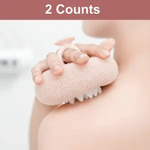 2 Counts 2-in-1 Sunflower Bath Ball, Exfoliating Bath Sponge Cleaning Brush, Ultra Soft Suction Cup Shower Ball with Hanging Loop, Random Color