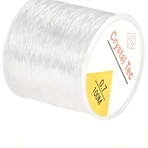 0.7mm/100m Transparent Plastic Elastic Rope, Stretch Crystal Cord for DIY Jewelry Making, Ideal for Bracelets and Necklaces