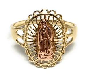 10k Solid Gold Yellow & Rose Gold Virrgin Mary Ring (FC 10)