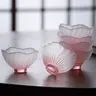 Lotus Design Glass Cup Set, Exquisite Gradient Tea Cup, Personalized English Tea Cup, Gift for Tea Lovers and Gatherings, Drinkware, Glass Water Cup, Teacup, Stylish Drinkware, Drink Glasses, Cups Glass