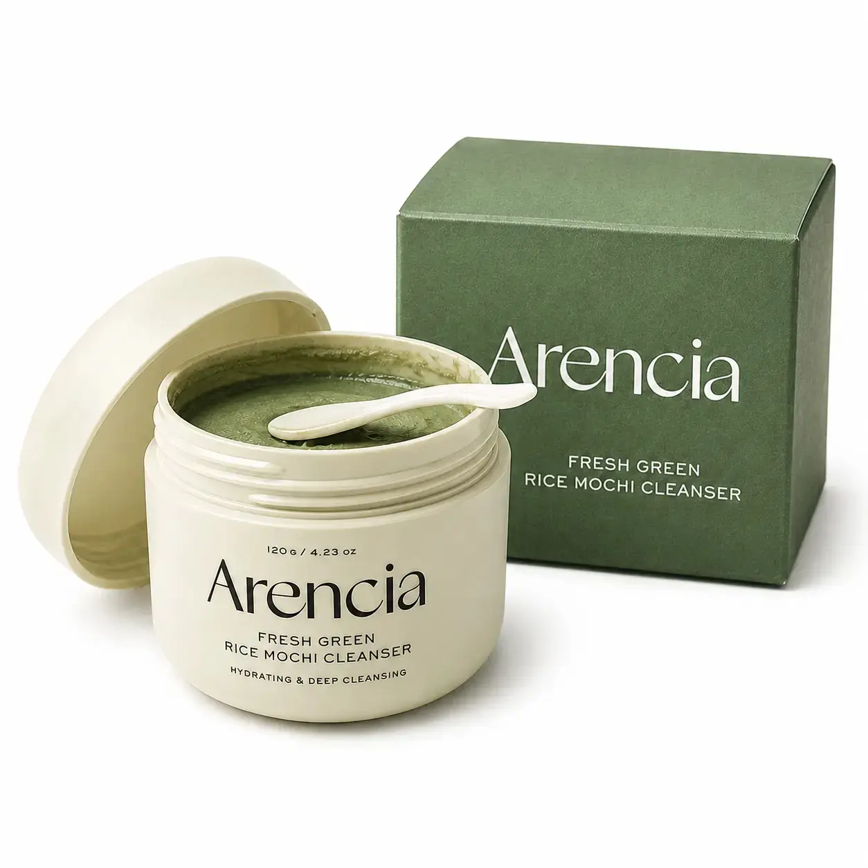ARENCIA Korean Green Rice Mochi Face Cleanser – ALL-in-1 Foaming Cleanser, Face Mask & Gentle Scrub Facial Skincare Daily Exfoliant Smooth Comfort