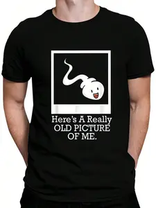 100% Cotton Here's A Really Old Picture Of Me Funny Sperm T-Shirt Women's Men's Graphic Tee Crew Neck summer vacation Tops