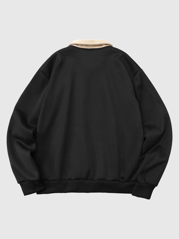 Men's Fleece Pullover Sweatshirt, Winter Warm Windproof Design, Trendy Cross Print Hoodie with Button Detail, Preppy Style