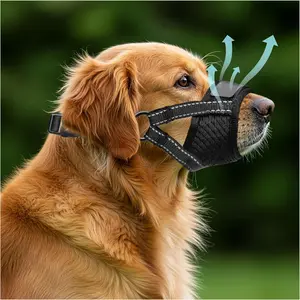 Soft Breathable Adjustable Air Mesh Dog Muzzle for Large Dogs Prevents Biting Barking Chewing Allows Panting Drinking for Dog Grooming