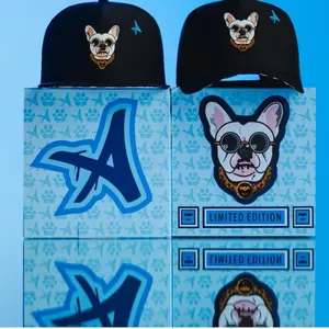 M-T Flat Hats Black Dog Graphic Adjustable Fit Classic Design Model "MALLI EDITION" 100% Cotton Washable
