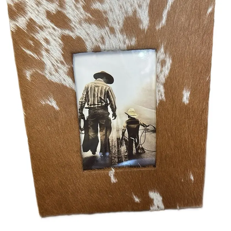 Cowhide Picture Frame with Unique Cow Print Design