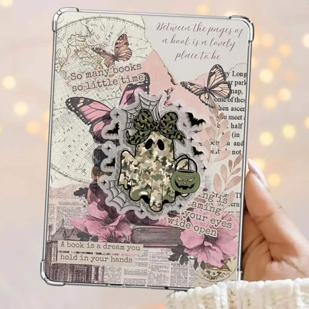 Coquette Bow Camo Ghost Halloween Kindle Grip Cute Spooky Dark Romance Books Bookish Magnetic Kindle Grip Book Lover Kindle Accessories Phone Holder PopSocket Phone Grip Magnetic Pop Socket Phone Grip