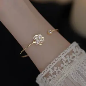 925 Sterling Silver Rotatable Four-Leaf Clover Bracelet