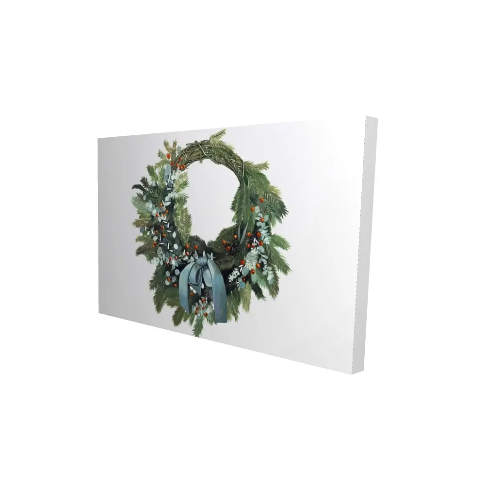 24" x 36" Rustic Farmhouse Christmas Wreath with 360-Degree Rotatable Stand - Americana Christmas Decor, Festive Decorations, Home Supplies, Prints, Traditional Wall Accessory, Kitchen Gift