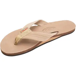 Rainbow Sandals Women's Double Layer Wide Strap w/Arch Premier Nubuck Leather 1" Strap Double Stitched Nylon Toe Piece for Comfort and Style