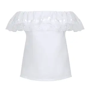 Women's Peasant Off-Shoulder Blouse with Satin Ribbon
