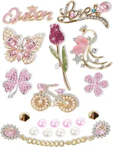 Bling Designer Diamond Shoe Charms Set, Shiny Rhinestone Jewelry Pins & Shoe Chains for Women Girls Clog Sandals