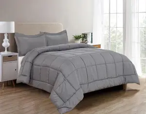 Mocassi 3-Piece Box-Stitched Comforter Set with Shams, Silky Duvet Insert and 4 Corner Tabs, Hotel Premier Finish