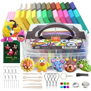 Soft Clay DIY Kit with Tools, Accessories Bag, Storage Box, Creative Handmade Art Set, 24 Colors Soft Clay Mud Craft Supplies, Organized Storage, Diy Fun, Creative Handcrafted Art