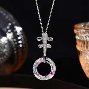 S925 Silver with Swarovski Crystals Pendant，Anniversary Auspicious Birthday  Everyday Engagement  Wedding  Casual  Elegant Ethnic Gifts Certificate of Authenticity