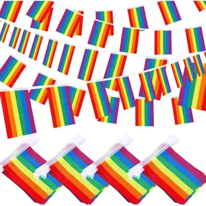 4 Pack LGBTQ Rainbow Pride Banners Bunting Flags, Rainbow Flag LGBTQ Pride String Flags for Pride Festival Carnival Party Pride Day Pride Month Parade, 34  40 Flags (Rainbow)
