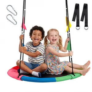 40" Flying Saucer Swing for Kids,Heavy Duty Tree Swing Set with 440 lb Capacity,Multicolor 600D Oxford Fabric,Adjustable Ropes & Carabiners,Outdoor Swing Set for Backyard, Garden & Playground