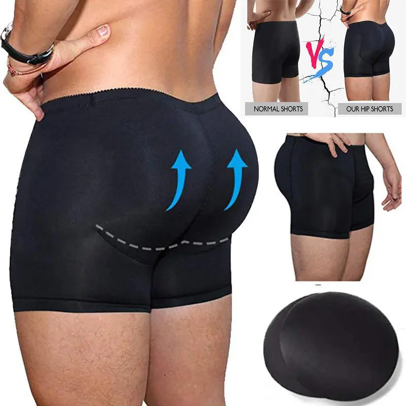 Men's Tummy Control Shaping Boxer Briefs, Padded Butt & Hip Lift Polyester Underwear for Workout Fitness, Menswear, Fabric, Stylish
