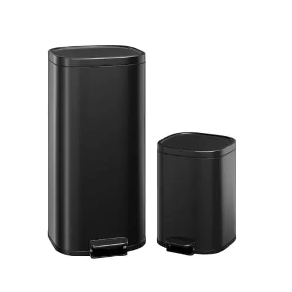 Rectangular Kitchen Pedal Bin 30L+ 6L, Black