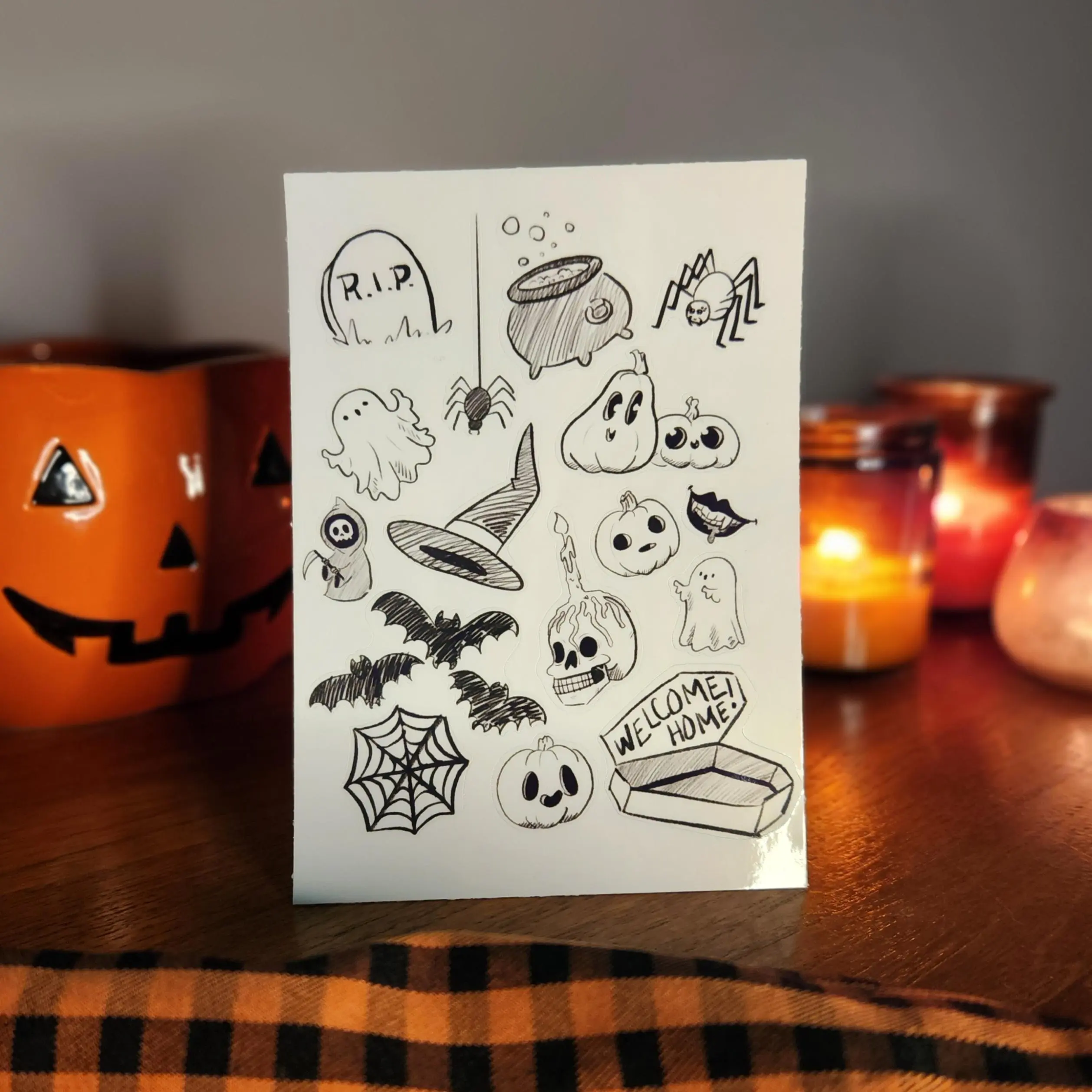 Sketchy Halloween Sticker Sheet
