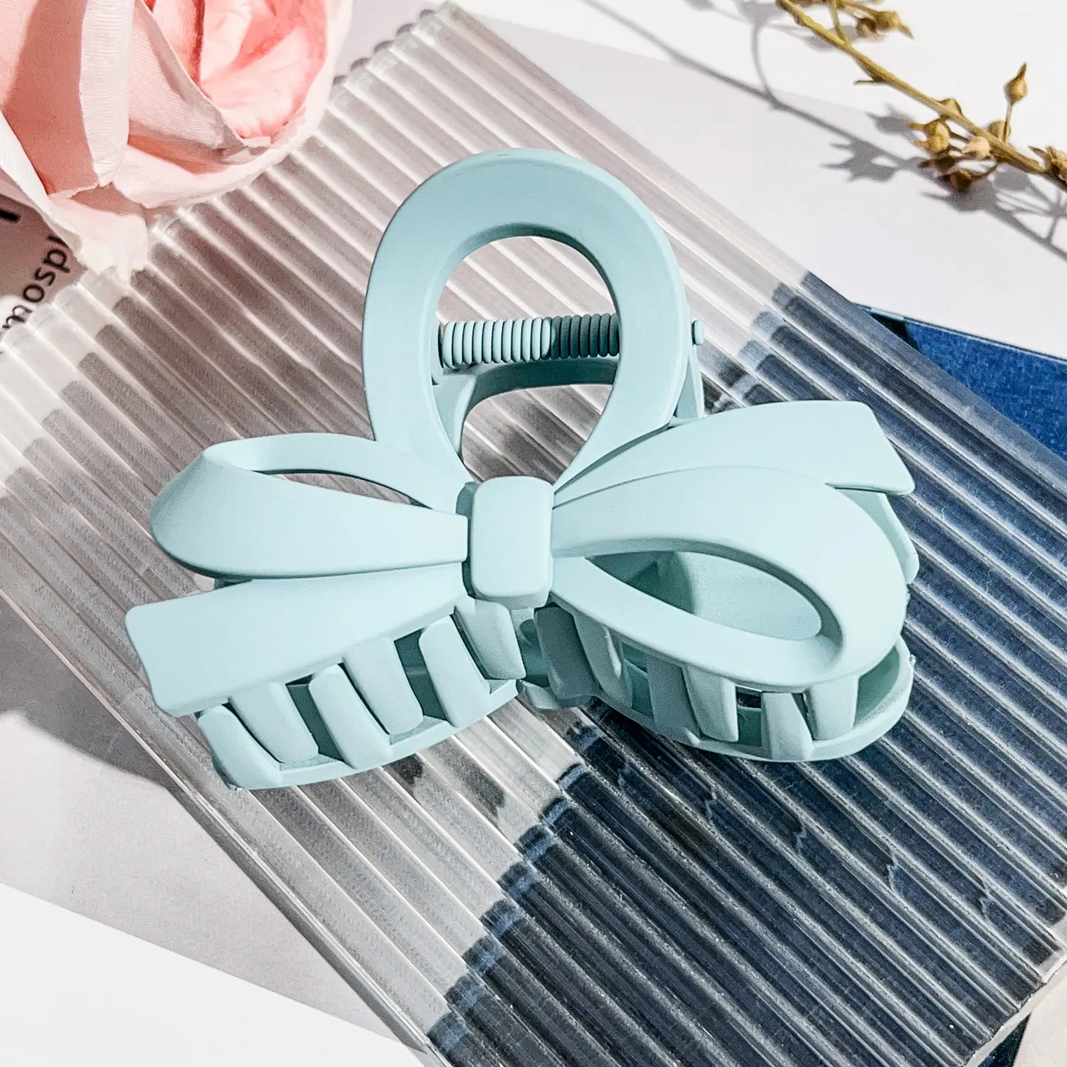 8cm Bow   Matte Light Blue