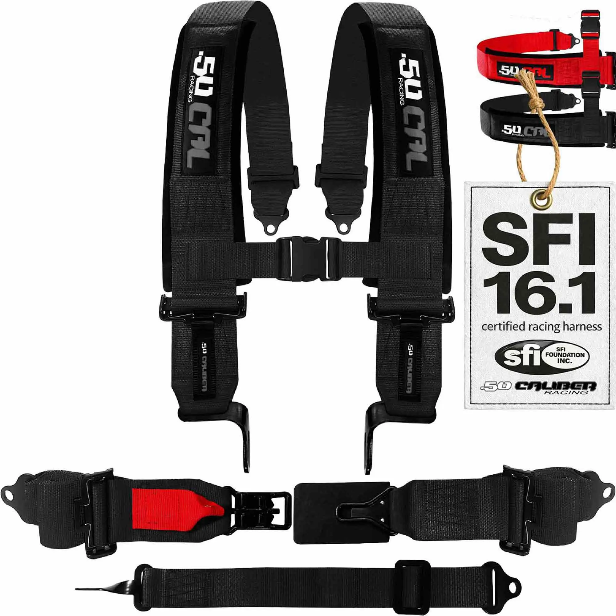 50 Caliber SFI Racing Harness 5 Point, 2" & 3" with Latch Release for UTV Enthusiasts 50 Caliber SFI Racing Harness 5 Point, 2" & 3" with Latch Release for UTV Enthusiasts