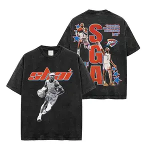 Shai Gilgeous Alexander SGA Bootleg Unisex Acid Wash, Cotton T-Shirt Basketball Legend Shirt Gift For True Basketball Fans Graphic Tees Streetwear Outfit