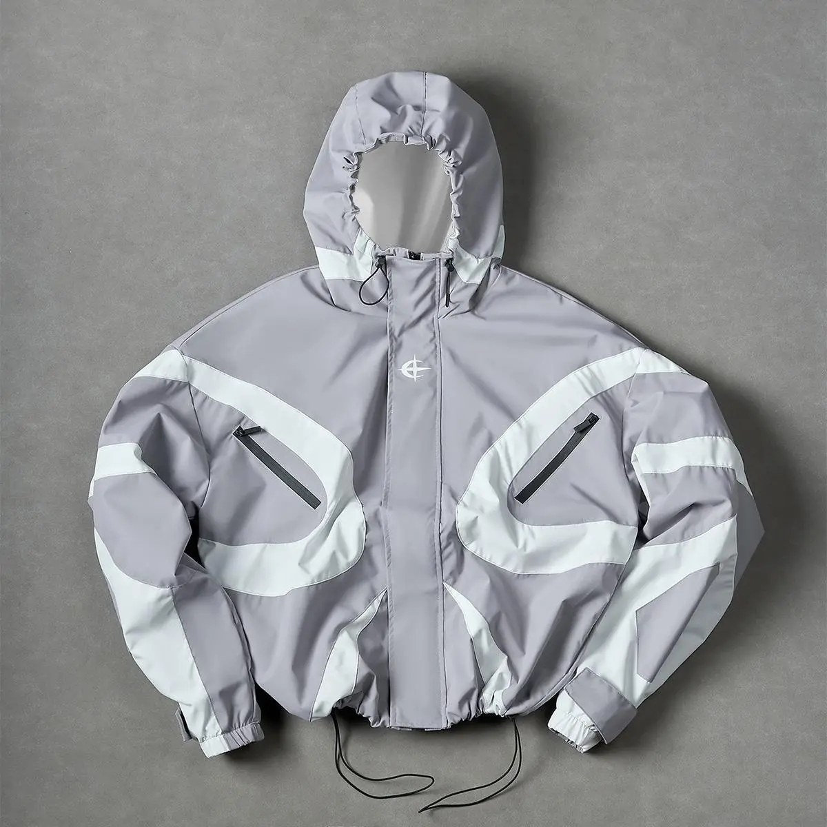 Y2K Futuristic Techwear Jacket | Grey & White Aesthetic
