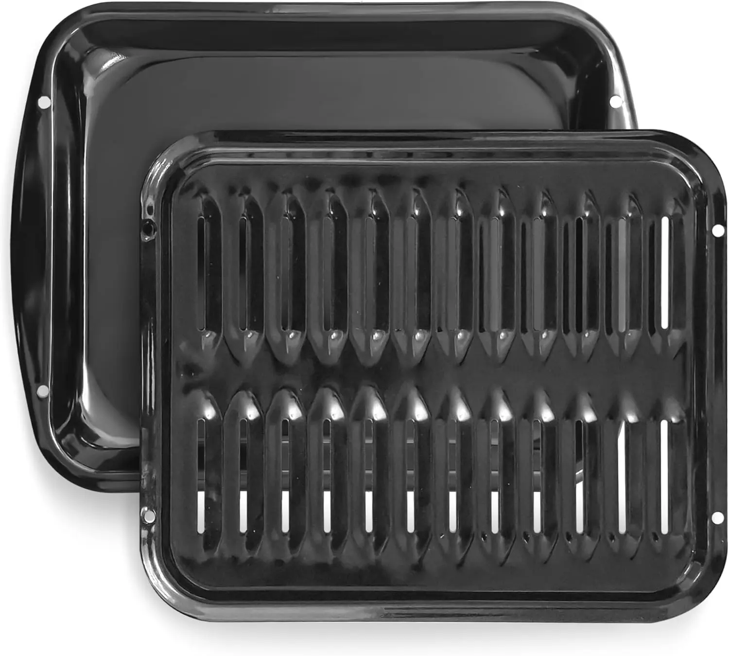 Broiler Pan with Rack for Oven, Nonstick Porcelain Coated, 16.75” x 12.75”