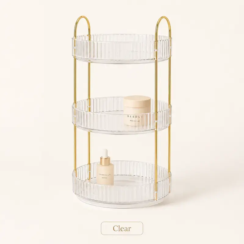 360° rotating cosmetic organizer, large capacity transparent acrylic for storing cosmetics and skincare products, multi-layer rotating perfume organizer with lipstick holder, suitable for bathroom vanity, a great birthday gift for your girlfriend