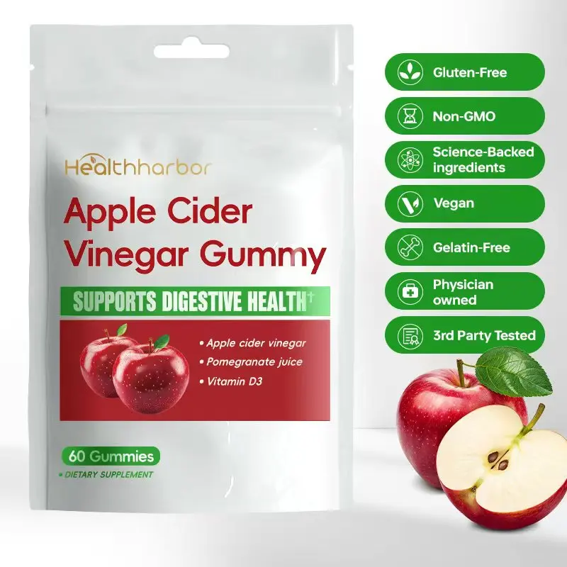 Healthharbor Apple Cider Vinegar Gummy, Supports Digestive Health Softgels - Digestive Support, Energy Boost, Heart Health, Vegan, Gluten-Free -60 Count