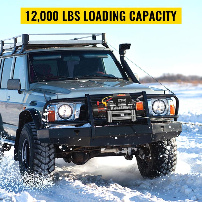 Heavy Duty Truck Winch 12000lbs Electric Winch With 85ft / 26m Steel Cable, 12V Power Winch For Jeep, UTV, ATV And Truck, Wireless Remote Control, High Torque Motor, Durable All Metal Gearbox And Marine Grade Construction