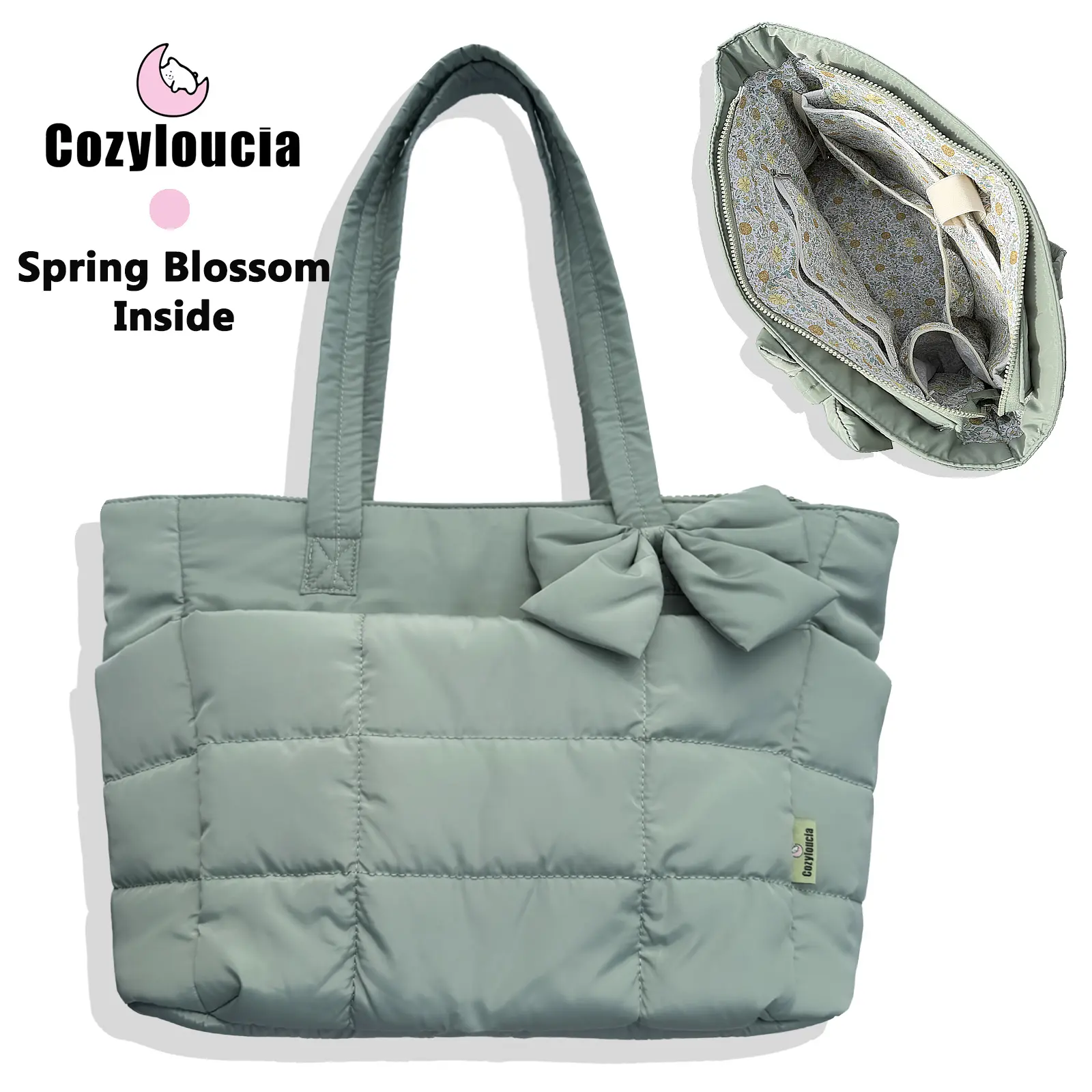 B-Light Green-Spring Blossom -Bow