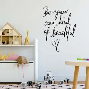 Flat Black "Be Your Own Kind of Beautiful" Quote Wall Stickers - Home Decor Art Decals for Living Room, Bedroom