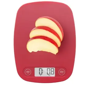 Digital Electronic Kitchen Food Diet Postal Scale - Cherry Red Weight Balance for Cooking & Mailing with Digital Display and Zero Indicator