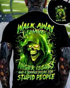Chaosmoda Generation X Walk Away I Have Anger Issues Custom Year Skull T-shirt