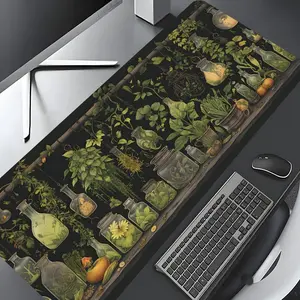 Witch Plant Potions And Plants Design Extra Large Gaming Mouse Pad,Aesthetic Desktop Drotection Pad,Washable Rubber Pad Non-Slip Lock Edge Multi-Size Mouse Pad Suitable For Home Office, Desktop Accessory,Good Gift for Family and friends