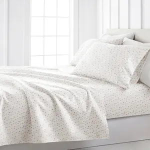 Linen Market 4-Piece Queen Sheet Set - Oeko-TEX Certified, Breathable, Double-Brushed Patterned Cooling Sheets - 16" Deep-Pocket, Wrinkle-Free, Easy-Care Soft Floral Pink Bedding