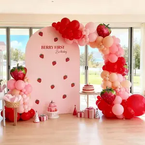 160pcs Strawberry Balloon Arch Kit with Foil Strawberry Balloons Red Pink Apricot Party Decor!