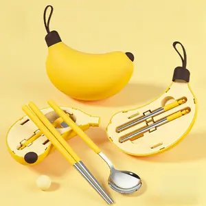 Portable Stainless Steel Travel Utensil Set, Handy Set Utensils, Reusable Folding Chopsticks & Spoons, Ideal for Picnic Camping Outdoor Activities Lunch Box Use, Stainless Steel Utensils