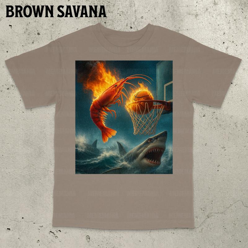 Fiery Shrimp Dunk Shirt, Basketball T-Shirt, Sports Fan Apparel, Basketball Meme, Trending Shirt, Shooter T-Shirt, Joke Shirt, Gen Z Shirt