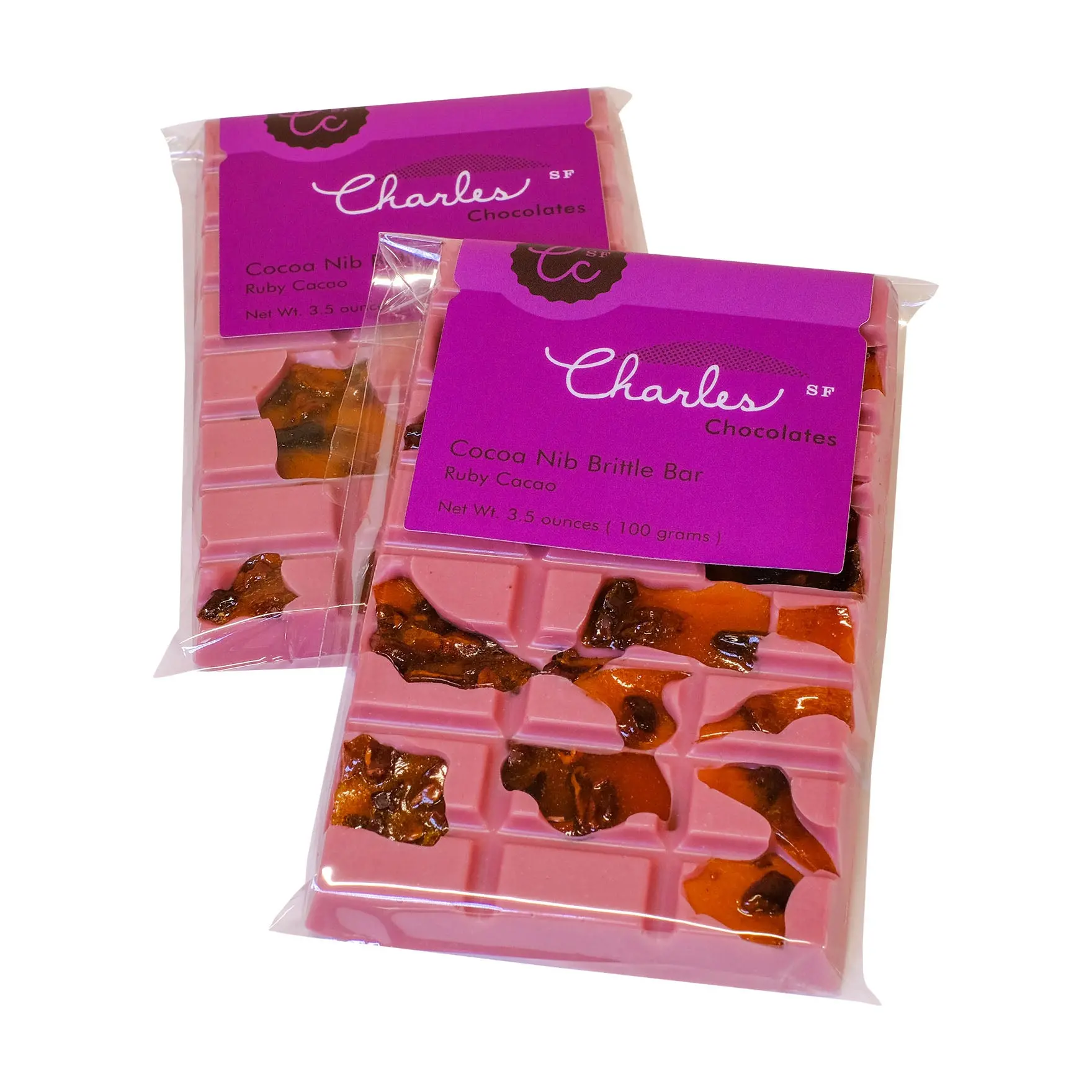 Ruby Garnet Chocolate Cocoa Nib Brittle Bar