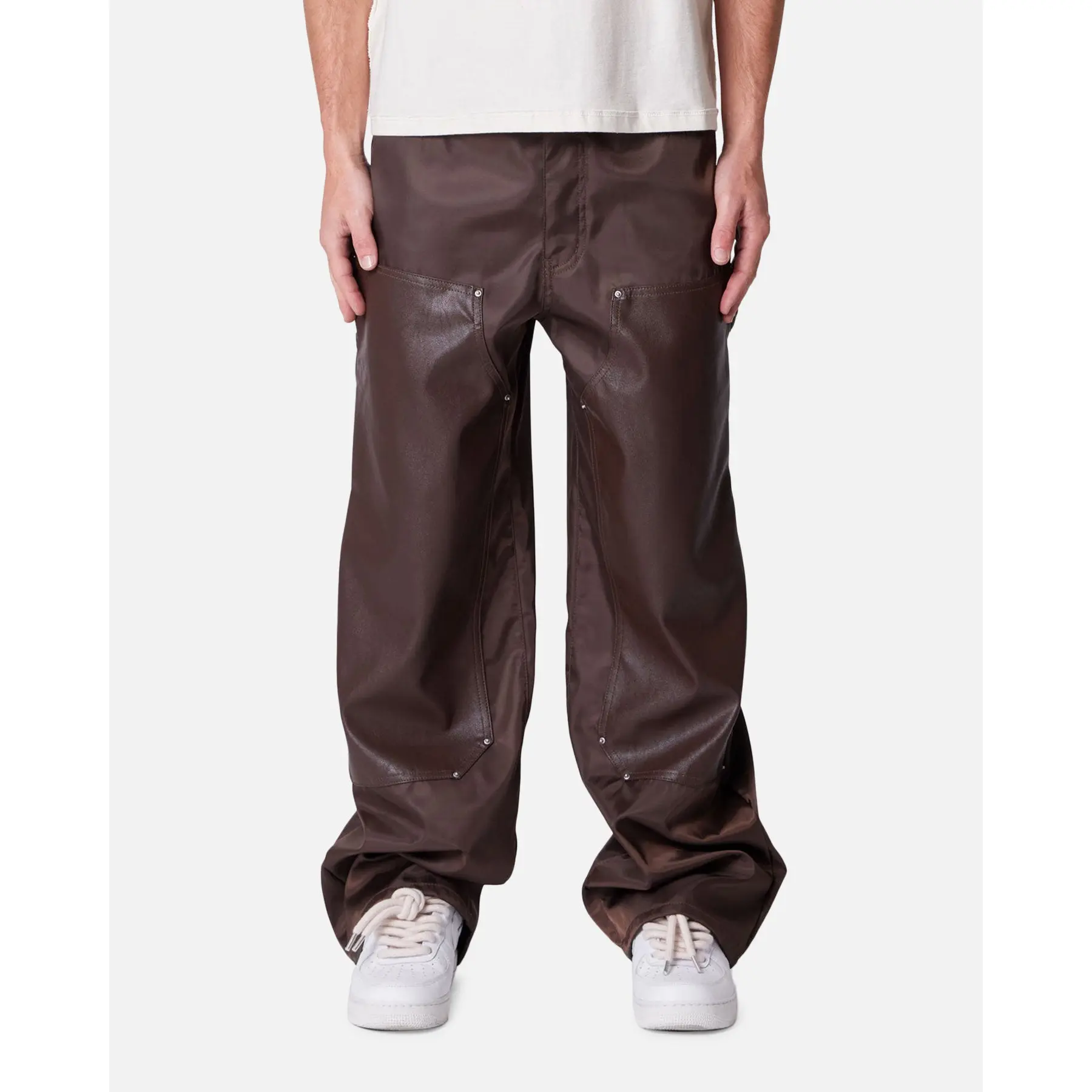 baggy brown dress pants Y2k Vintage Brown Baggy Cargo Pants Men Koraen Harajuku Suit Pants Off
