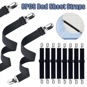 8 Pack Bed Sheet Straps, Adjustable Fitted Sheet Straps Clips, Heavy Duty Bed Sheet Clips Holder for Bed Sheets, Mattress Covers, Sofa Cushion